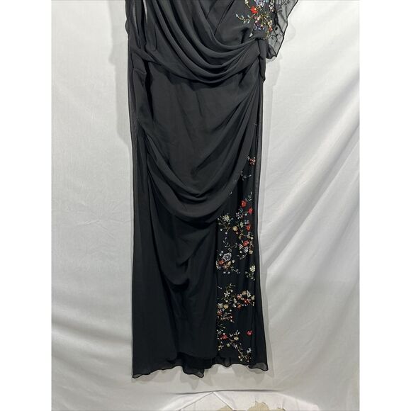 NWT$798 Mac Duggal [ 14 ] Faux Wrap Multi Colored Beaded Floral Gown Black G1914 - Picture 11 of 16